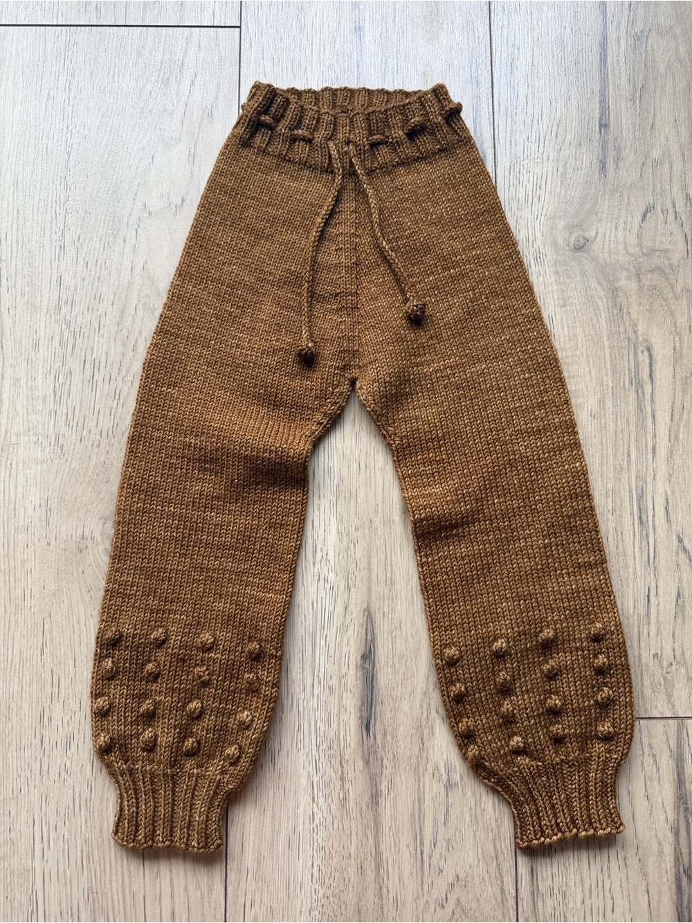 Misha & Puff Popcorn Snowy Day Leggings Hand-Knit Merino Wool Girl’s 2Y Brown